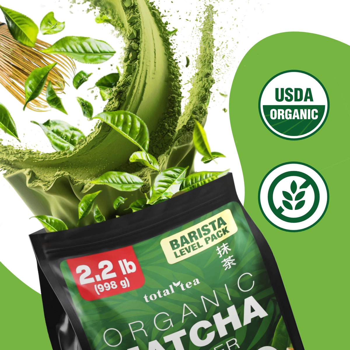USDA Organic Matcha Green Tea Powder 2.2 Pound Latte Smoothies