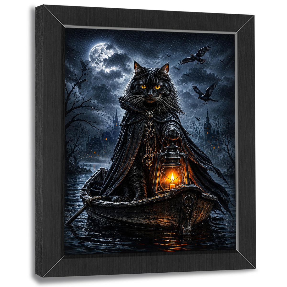 Gothic Black Cat Decor Wall Art (Wall Art Framed 02 / 20"L x 16"W)