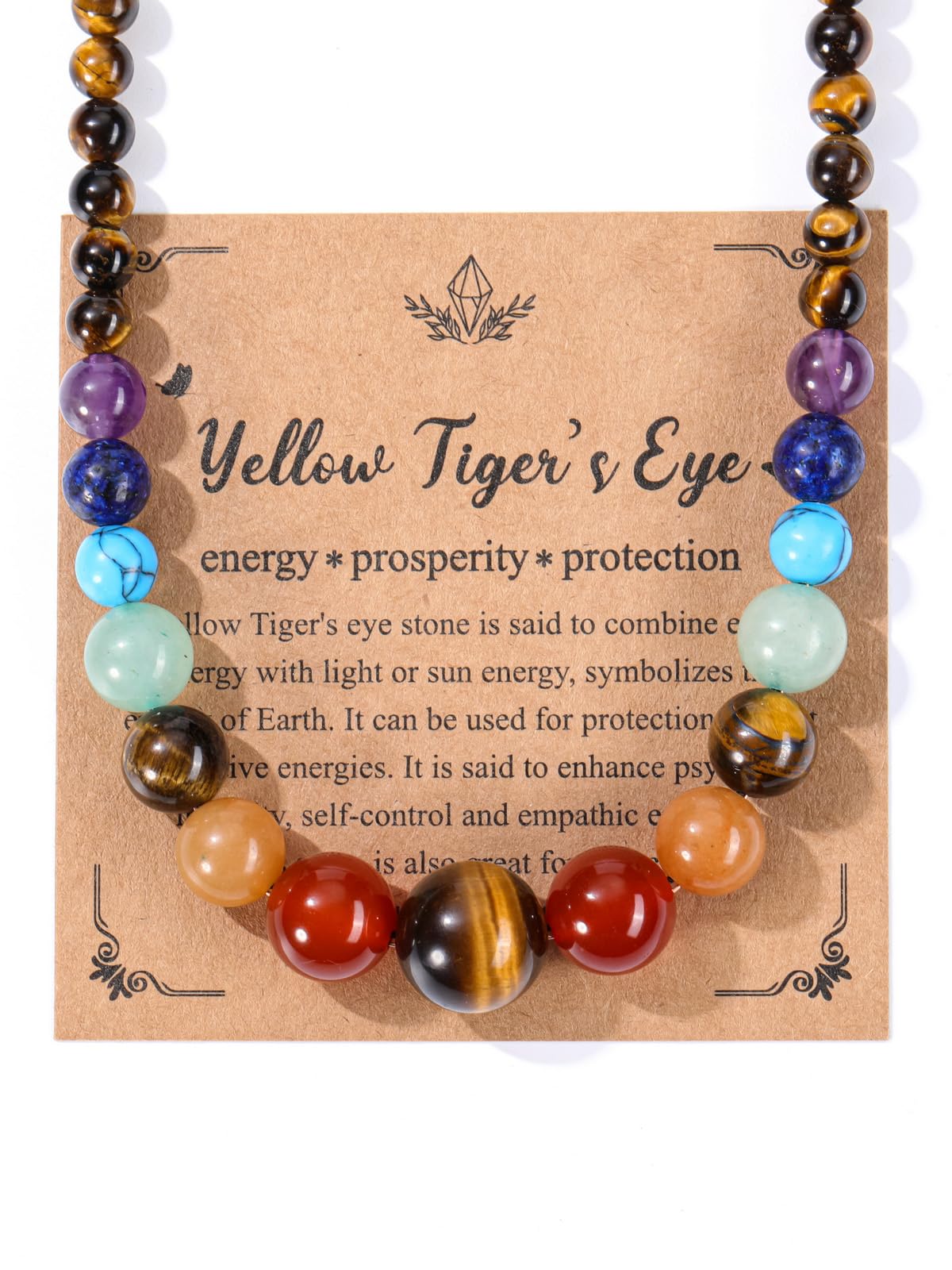 Natural 7 Chakra Gemstone Tiger Eye Necklace for Women (Tiger Eye Crystal)