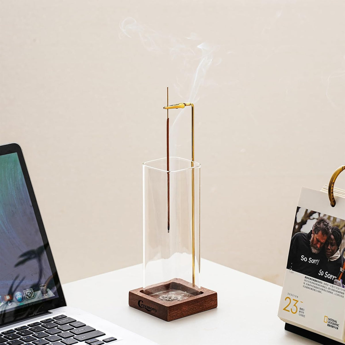 Incense Holder (Wooden Square / One Glass)