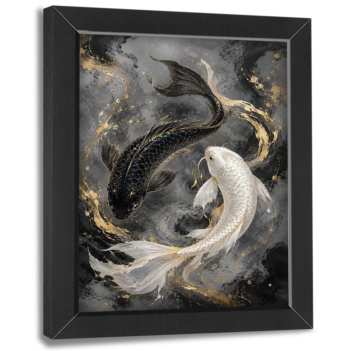 Japanese Koi Fish Decor Wall Art (Wall Art Framed 50 / 20"L x 16"W)