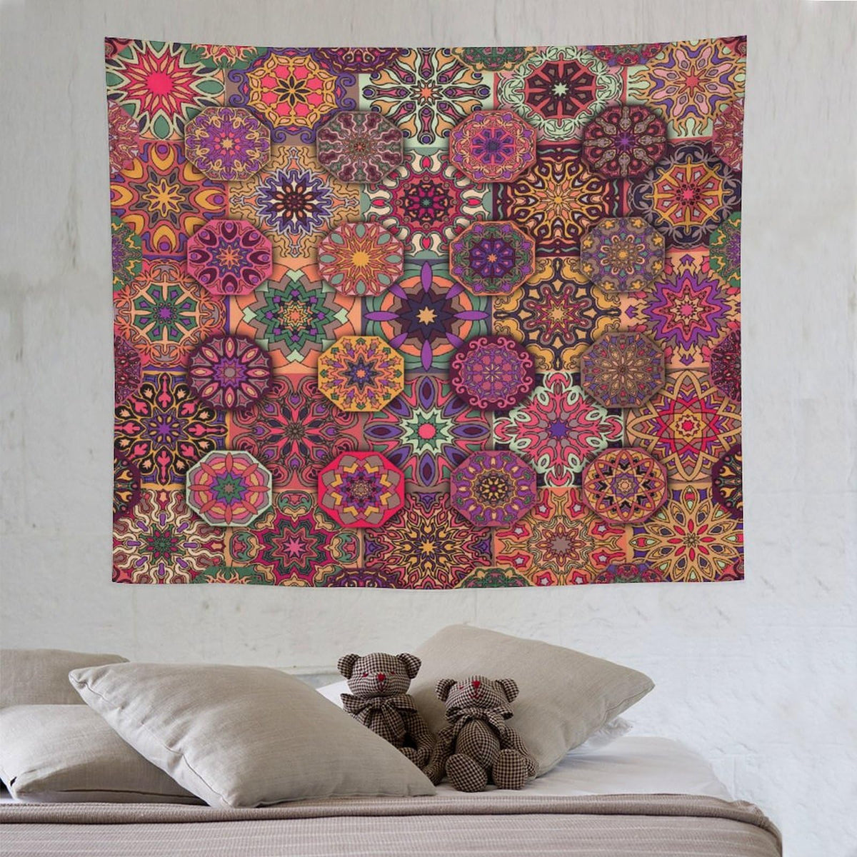 Mandala Indian Bohemian Tapestry Wall Hanging Paisley Purple Floral Boho Abstract Tribal Tapestries Home Decor for Living Room Bedroom Apartment Farmhouse Dorm 50"x60" (50"L x 60"W / Mandala-25)