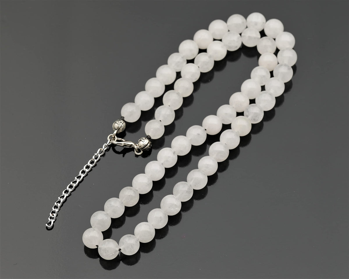 Natural Selenite Beaded Choker Necklace (Selenite / 20 Inches)