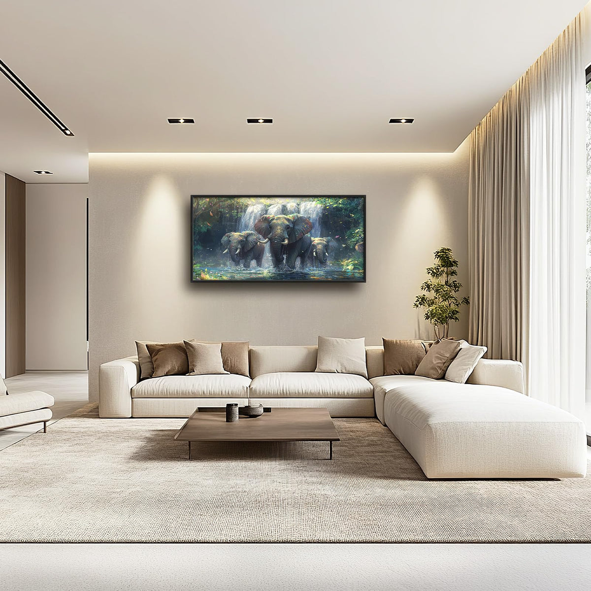 Large Elephant Wall Art for Living Room (elephant / 60"L x 30"W)
