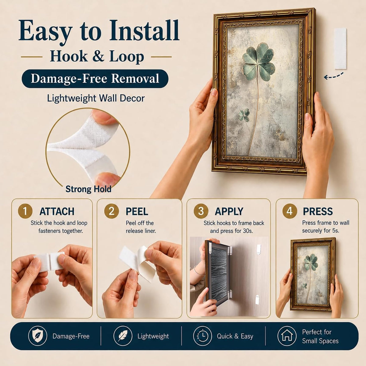 Vintage Green Botanical Canvas Wall Art (Lucky Clover / 24"L x 16"W)