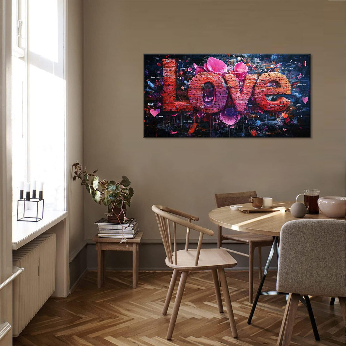 Pink LOVE Typography Wall Art for Living Room Office Modern Romantic Expression Abstract Painting Prints Contemporary Canvas Artwork Dining Bedroom Decor (Contemporary / Red Pink LOVE Typography Wall Art / 40"L x 20"W)