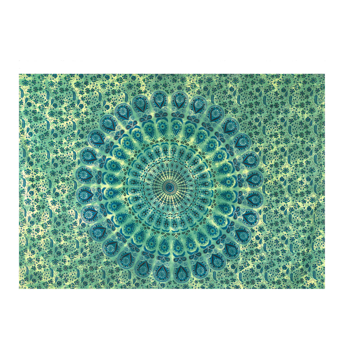 Peacock Mandala Tapestry for Bedroom Living Room Décor (60"L x 50"W / Green)