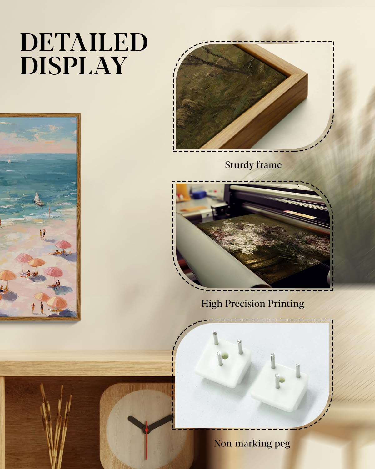 Summer Vibe Coastal Beach Wall Art 12''x16'' Framed Canvas Print (The Sunny Beach / 16"L x 12"W)