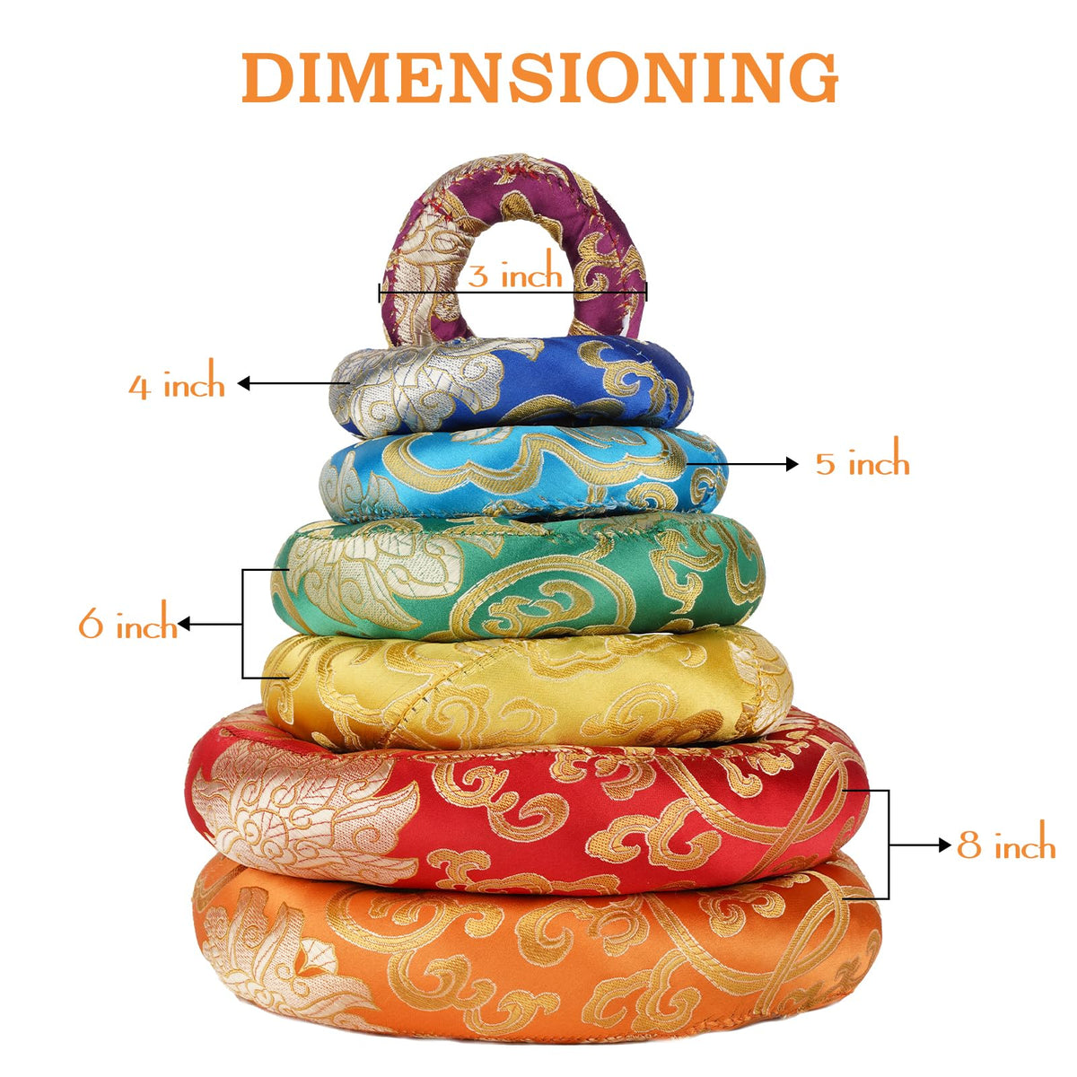 Tibetan Singing Bowl Accessories Silk Ring Cushions Handmade in Nepal Round Cushion for Sound Bowls Meditation Accessories (Multi)