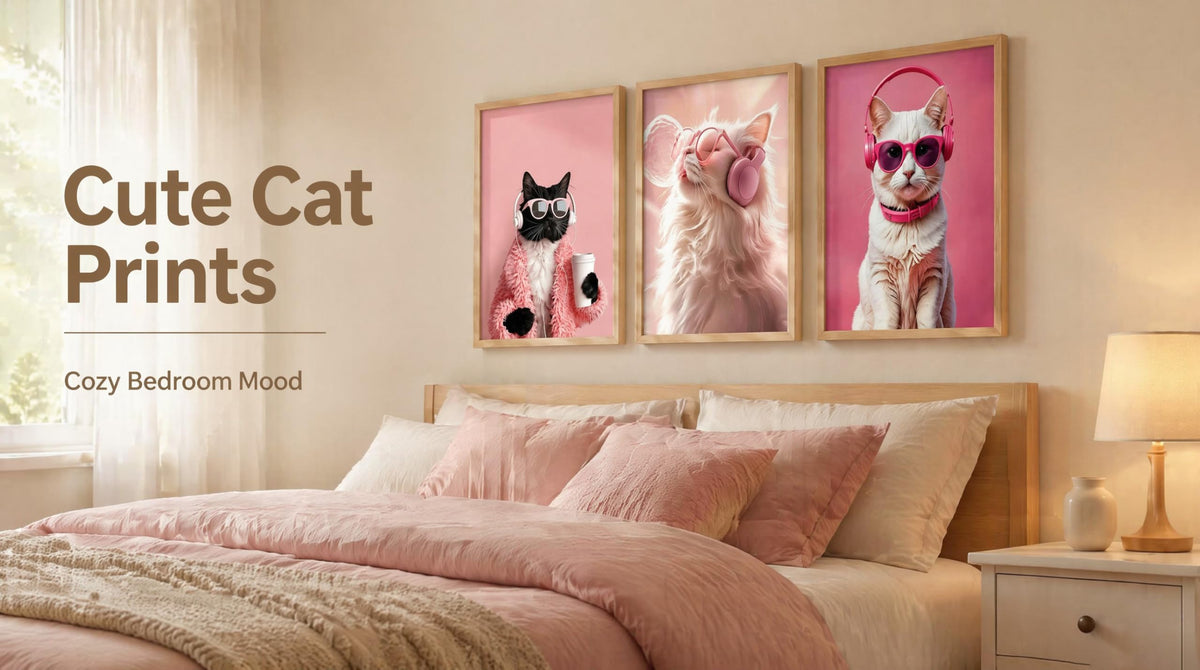 3 Pcs Funny Cat Canvas Cat Headphones Wall Art Funny Black Cat Canvas Prints Pictures Cute Animal Poster Prints for Girls Room Dorm Apartment Home Home Decoration 12x16 in Unframed (poster / 12x16in)