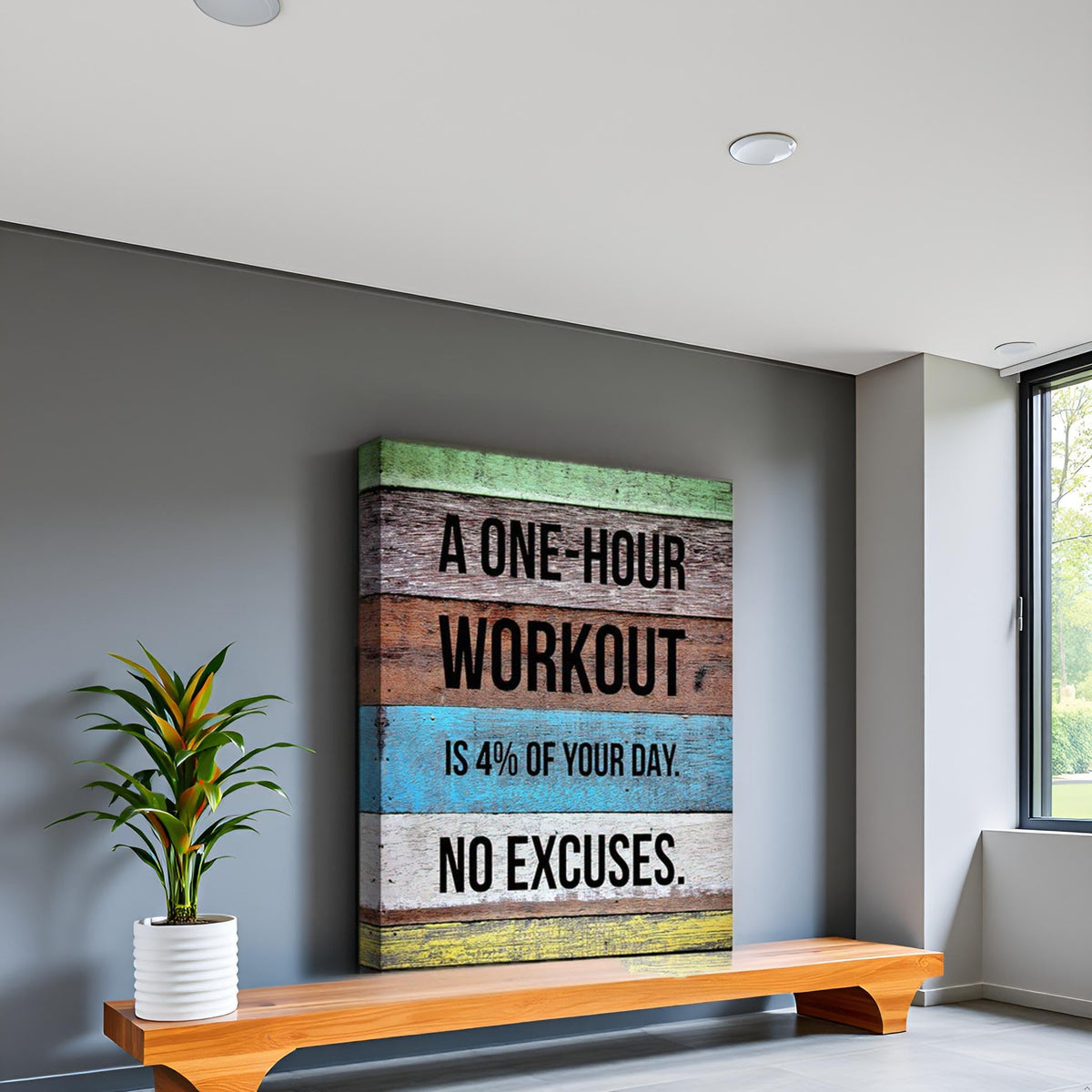 Workout Motivational Quote Gym Wall Art Fitness Bodybuilding (36"L x 24"W / Workout Motto)