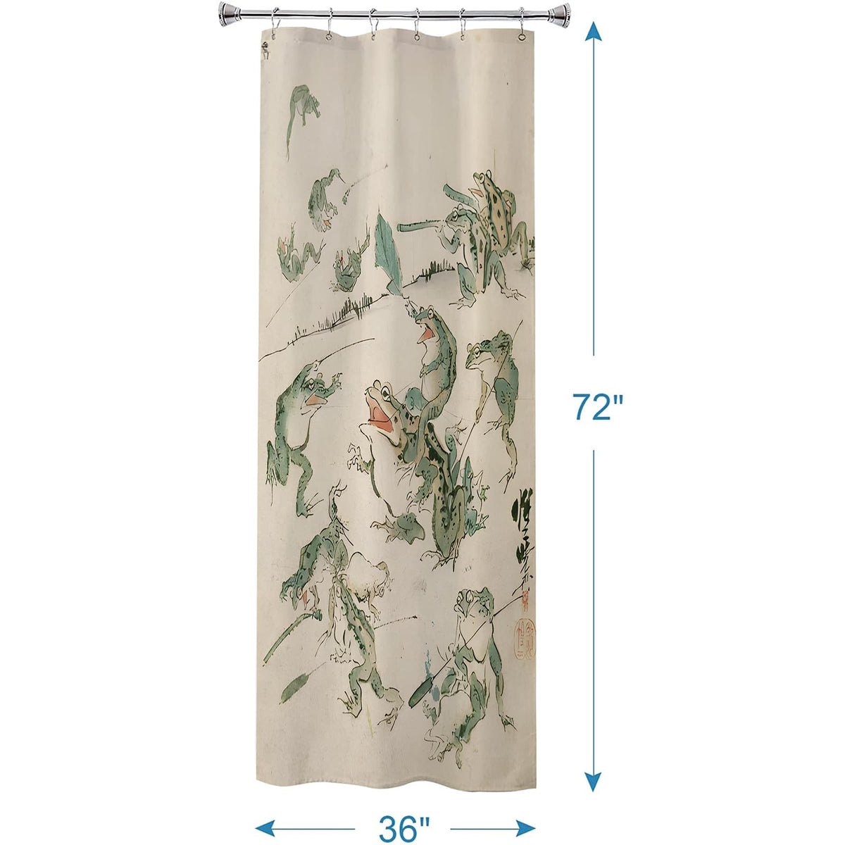 Funny Frog Shower Curtain Sets Battle of the Frogs Bathroom Curtain Asian Japanese Retro Art Curtain for Bath Waterproof Fabric with 6 Hooks (Battle Frog / 36"W x 72"L (Pack of 1))
