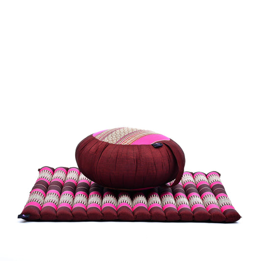 Meditation Cushion Zafu & Zabuton Set 28 x 28 inches Kapok Zazen (Sf29 - Auburn, Pink)