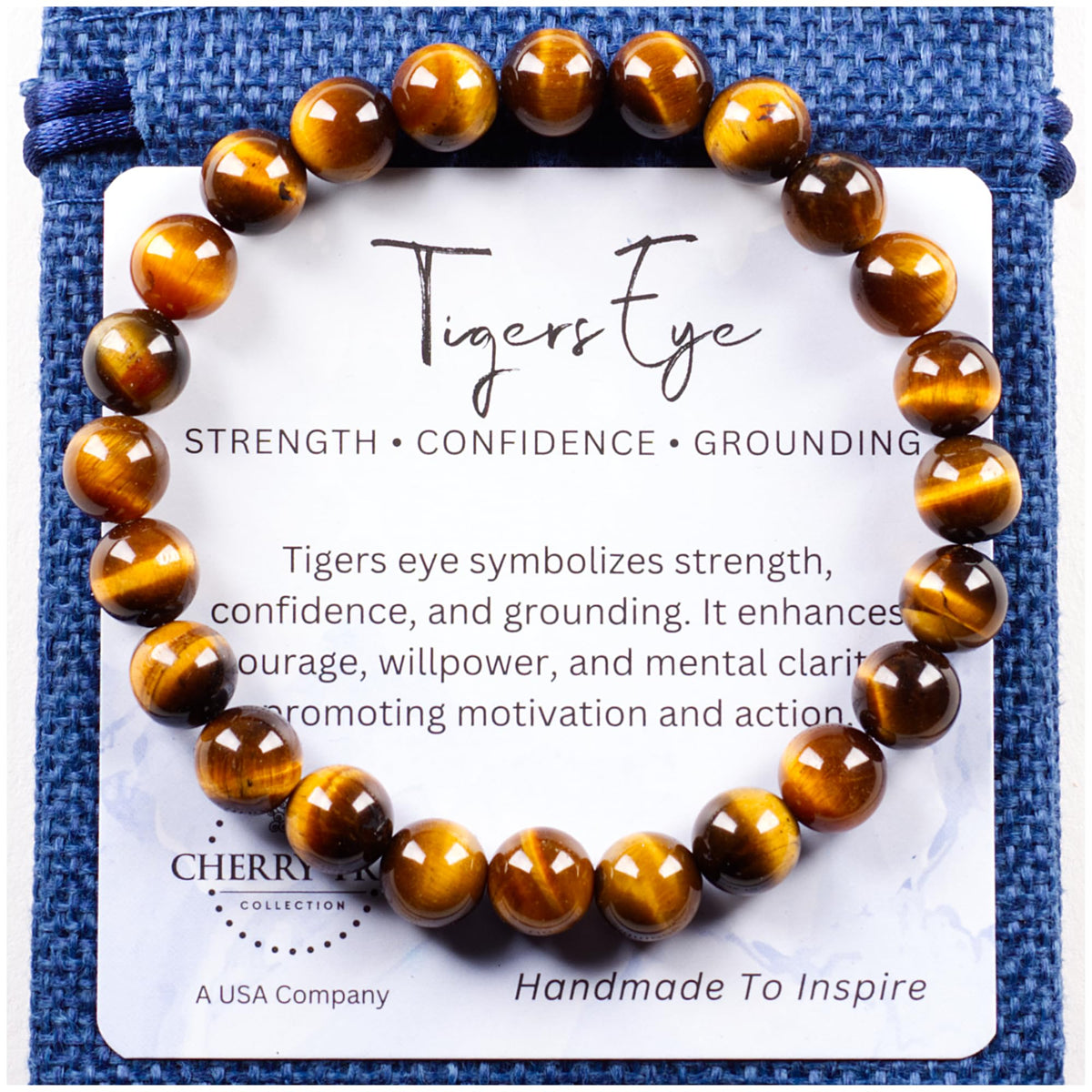 Tiger's Eye Bracelet 8mm Beaded Bracelet (Tiger's Eye - AAA Grade / Medium)