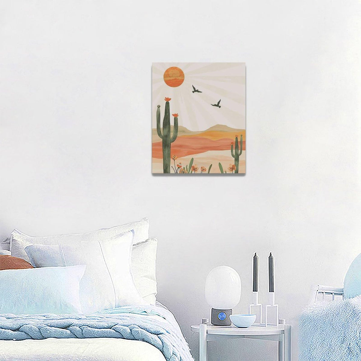 Boho Cactus Wall Art Succulent Desert Pictures Wall Decor Minimalist Nature Canvas Painting Print Home Modern Artwork Decorations Framed for Bathroom Living Room Bedroom Office 20 x 24 inch (24L" x 20W" / Cactus)