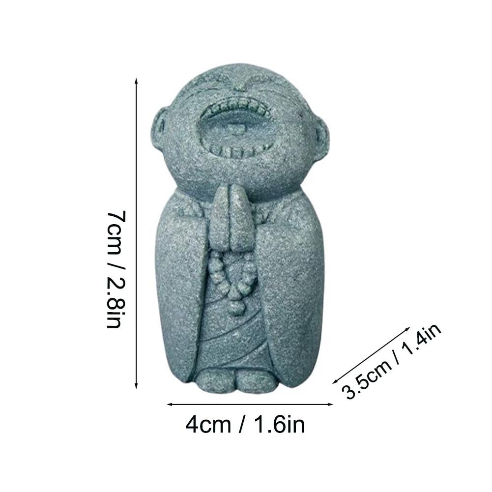 Mini Monk Buddha Statue Sandstone Statues Zen Monk Praying Statue Sculptures for Wealth Good Luck Feng Shui Decor Home Fish Tank Aquarium Garden (Style 7)