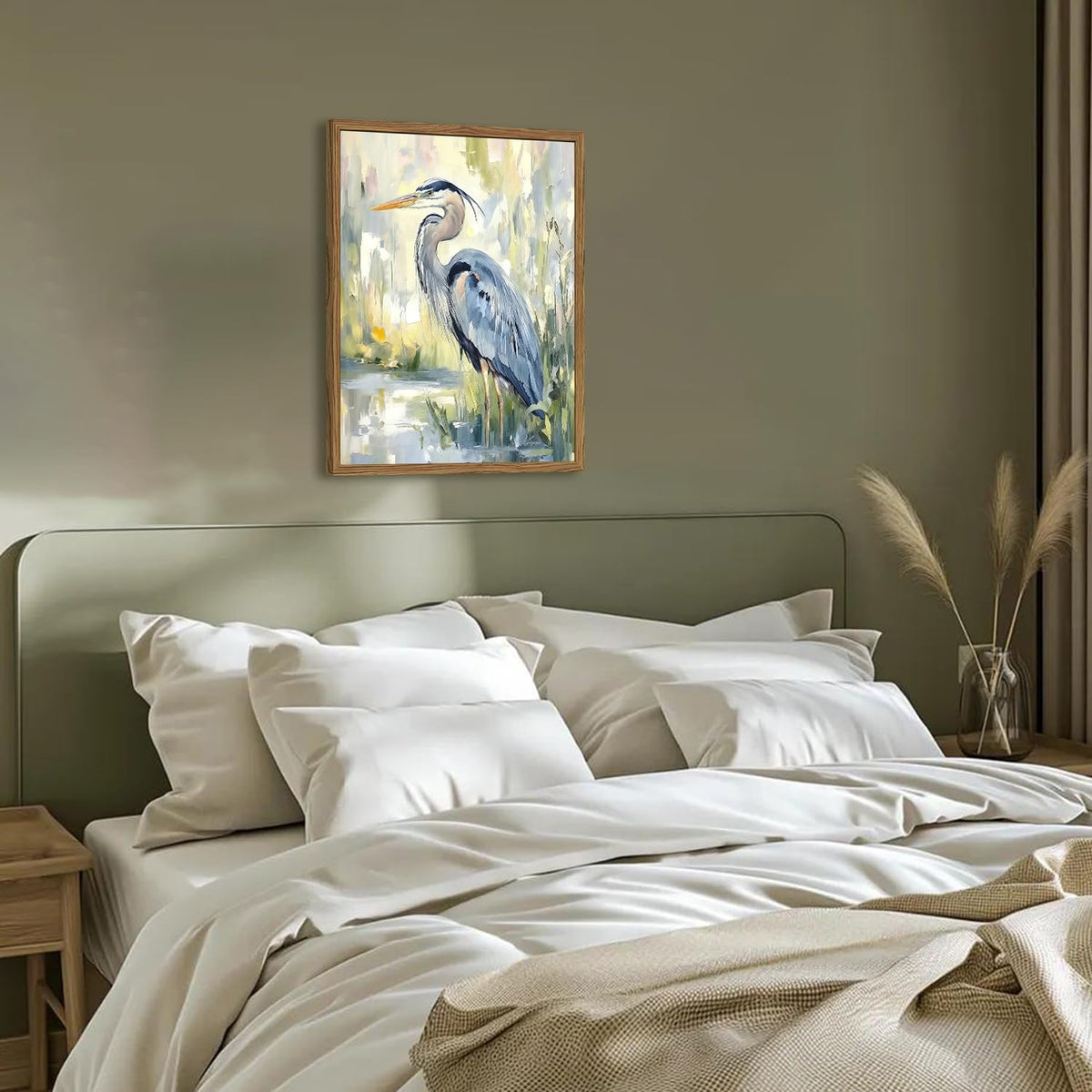 Framed Blue Heron Wall Art (Heron / 16"L x 12"W)
