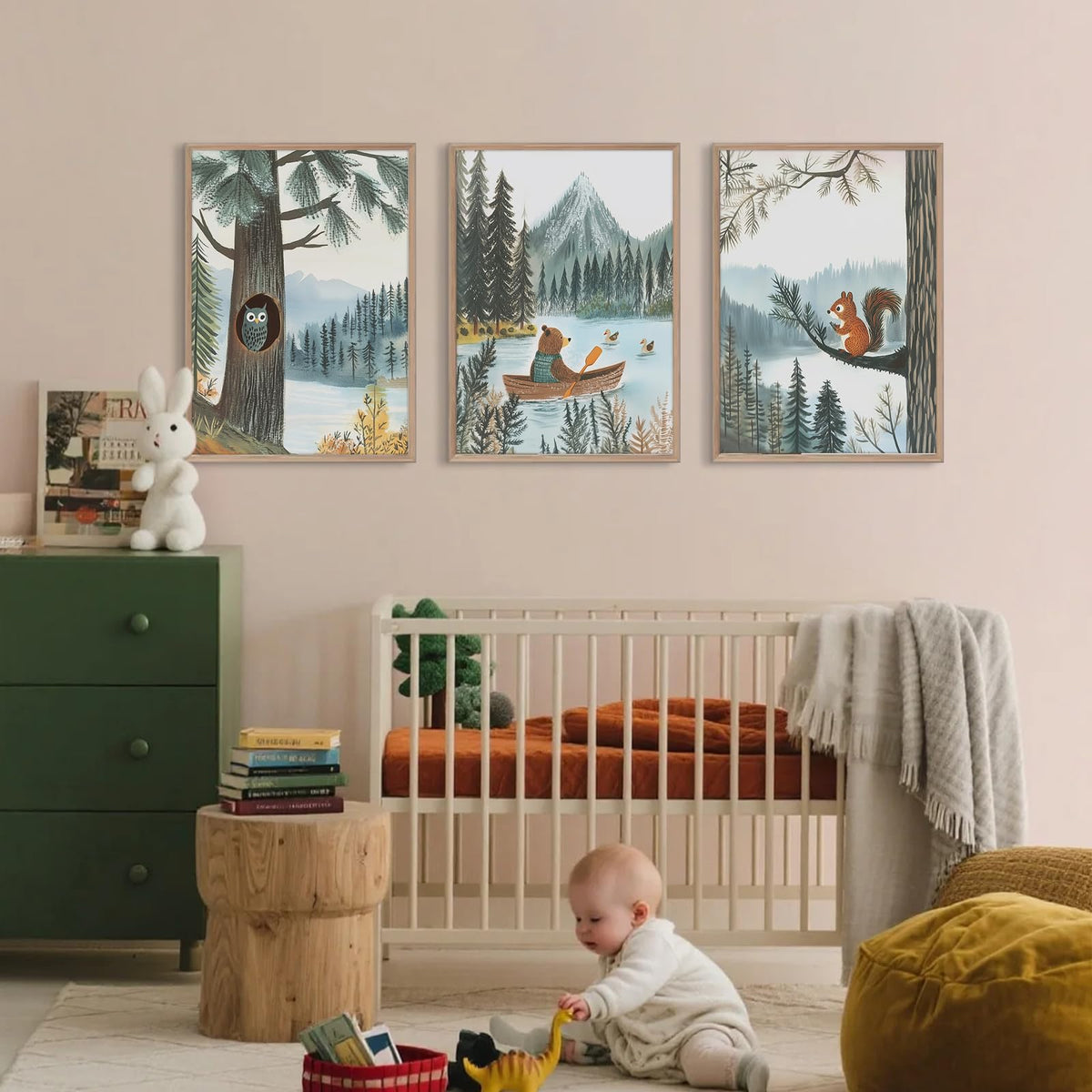 Woodland Nursery Wall Art Decor Forest Animial Pictures Baby Boy Nursery Canvas Wall Decor Vintage Adventure Poster Woodland Animal Prints Artwork for Kids Boys Bedroom 16x24x3 Inch Unframed (16x24 Inch Unframed / Forest Animals Prints)