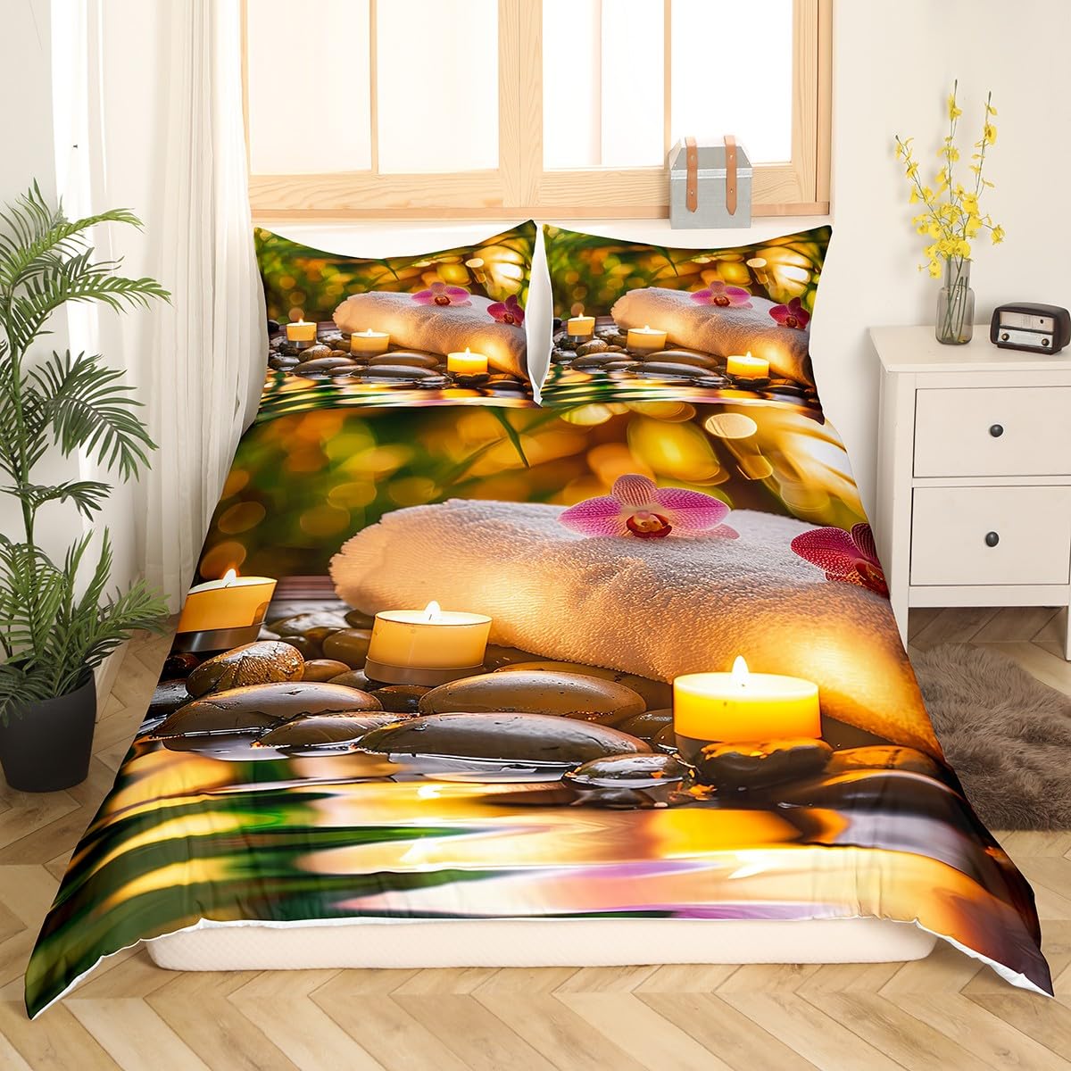 Candles Bamboo Bedding Set (Cyj12009tj / King 104"x90")