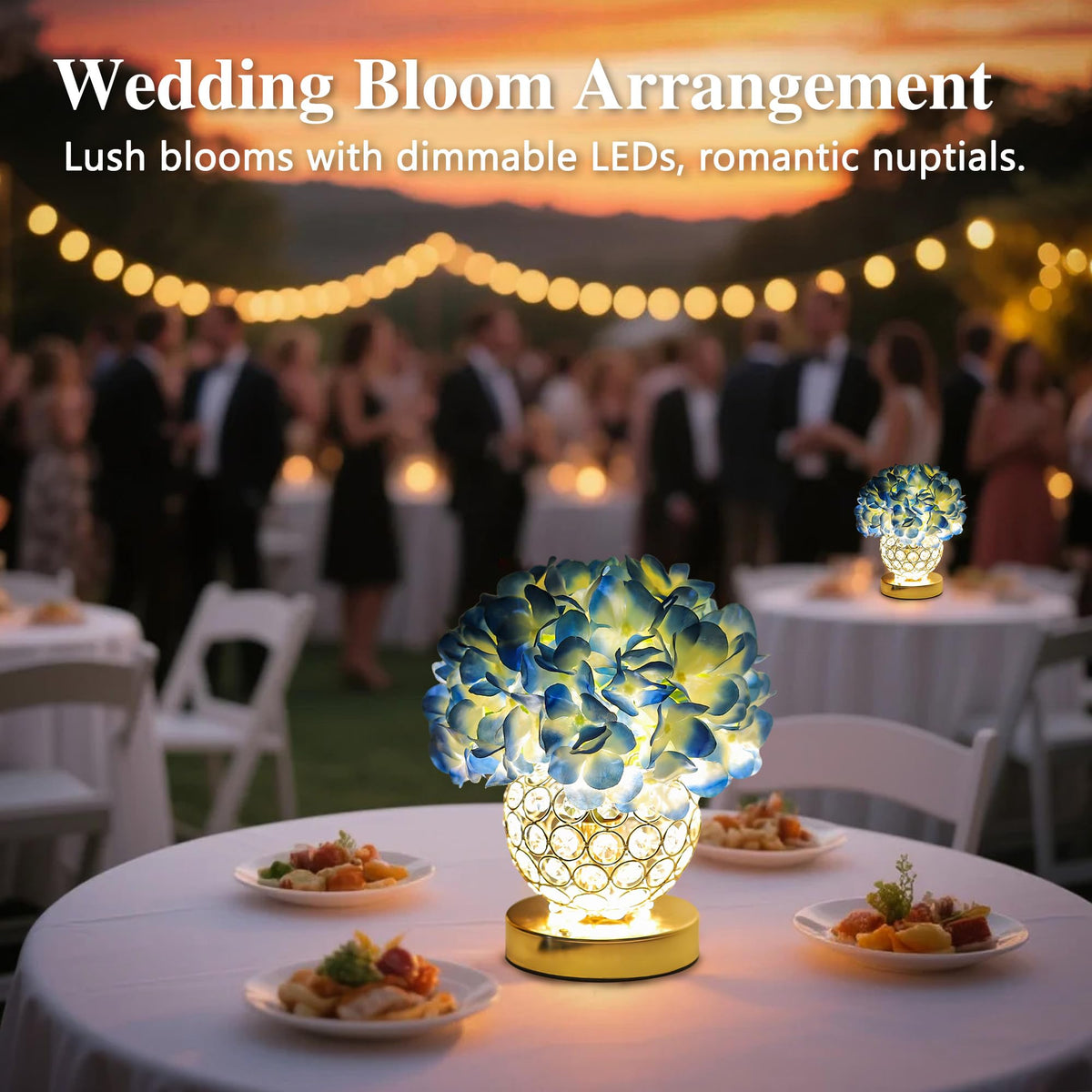 3 Color Artificial Blue Hydrangea Flower Lamp Night Light Desk Lamp for Bedroom Bar Coffee Shop Living Room Decor (Hydrangea-Blue)