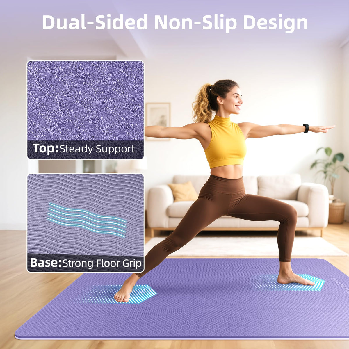 Extra Large Yoga Mat (72x48x1/4inch / Purple)