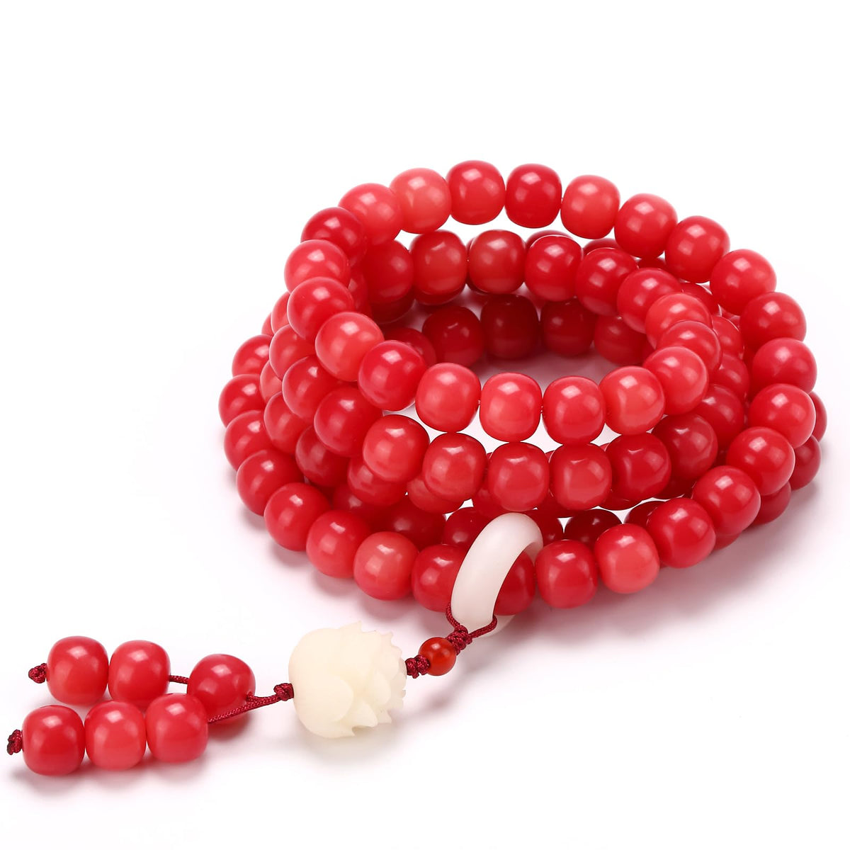 Mala Bead Strand Bracelet (10mm Red Wine)