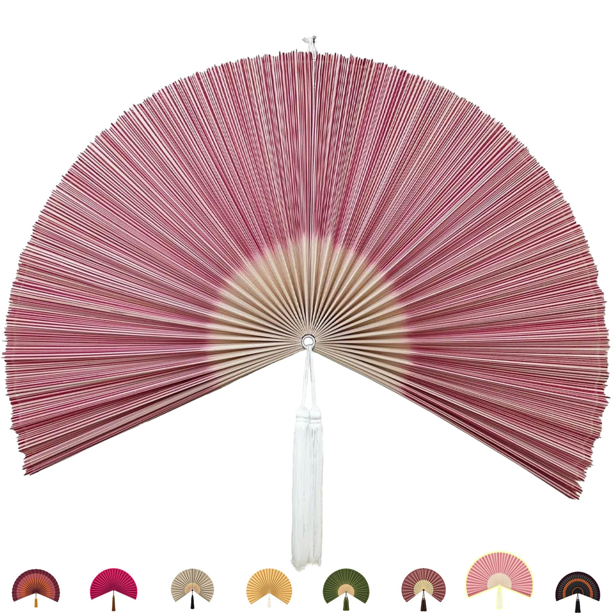 Bamboo Fan Wall Decor (Redpink / 60"L x 60"W)