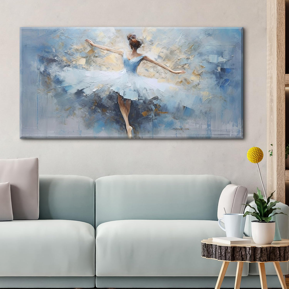 Abstract Ballet Dancer Canvas Wall Art White Ballet Girl Dancer Wall Decor Beautiful Dancing Ballerina Print Paintings Minimalist Artwork for Living Room Girls Bedroom Home Decorations 24x48 (48"L x 24"W / Ballet)