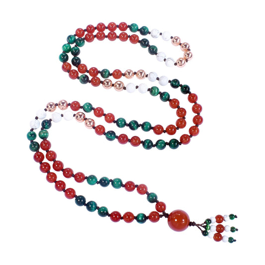 108 Mala Beads Meditation Necklace Red Beaded Necklace (christmas)