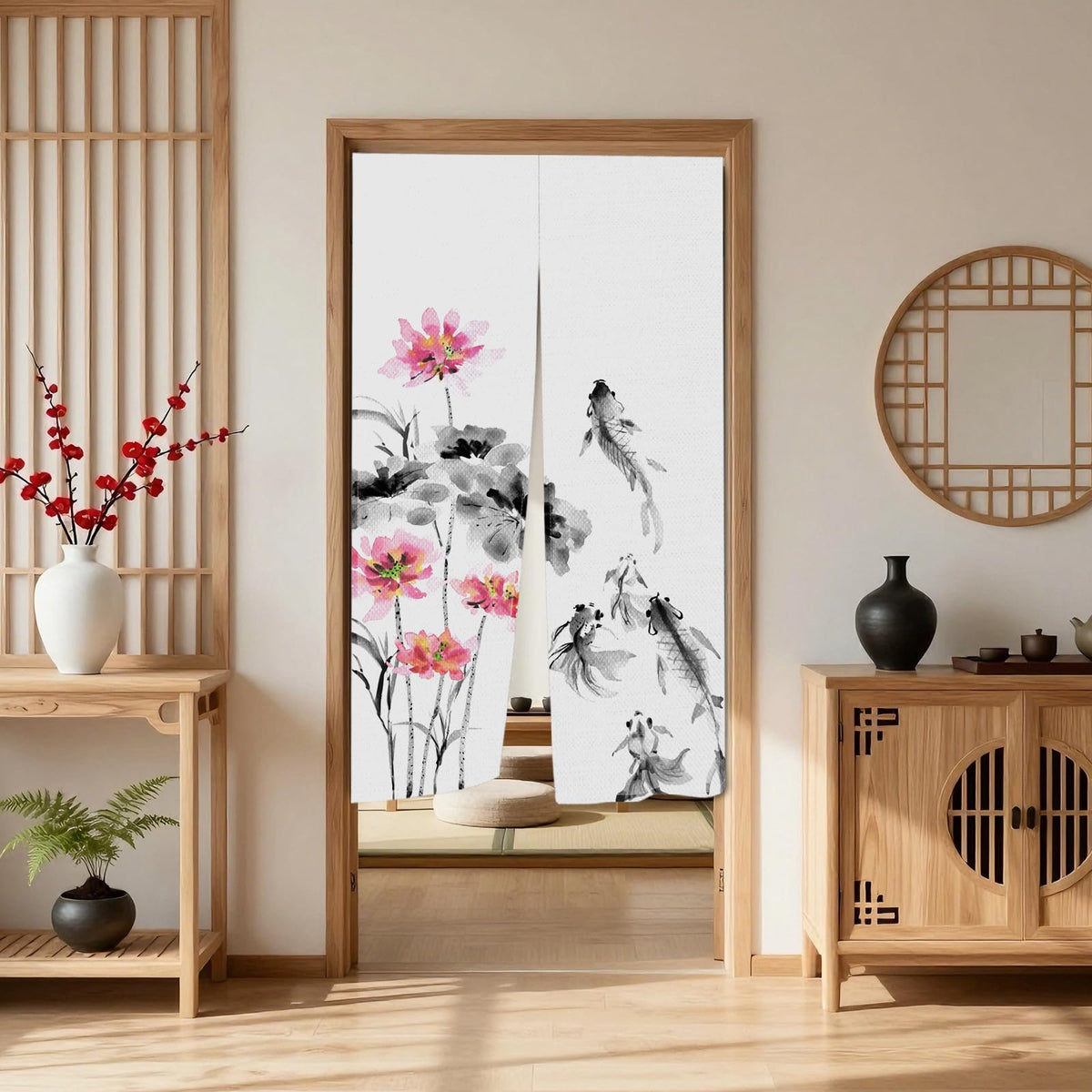 Japanese Noren Doorway Curtain (White01)