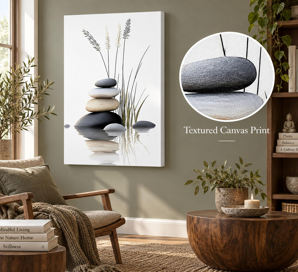 Zen Stone Canvas Wall Art 12x16in (Zen Stone-Canvas / 16"L x 12"W)