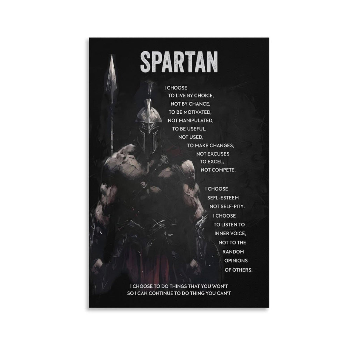Spartan Quote Motivational Canvas Printing Wall Art Prints Wall Decor Posters Dark Warrior Philosophy Black Modern Living Room Bedroom Office Gym Aesthetic Decor 20x30inch (style-21 / 20x30inch(50x75cm) Unframe)