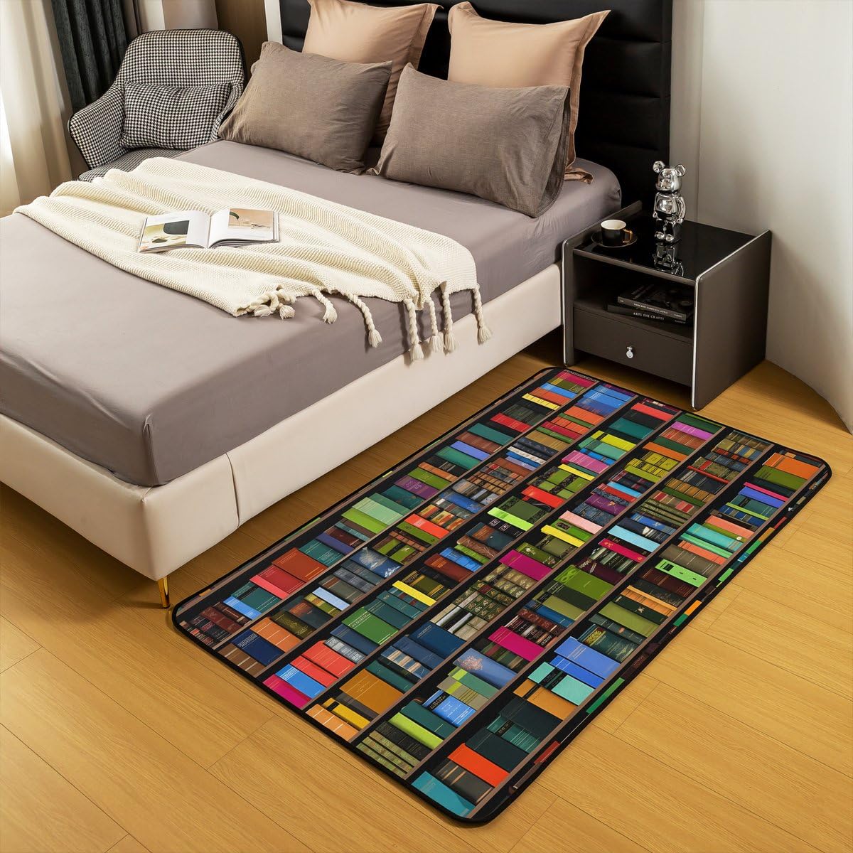 Books Large Area Rug 5x7 Rainbow Bookshelf Living Room Rug (Multi Color / 4'11" x 6'6" (Rectangular))