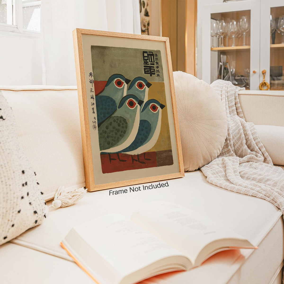 Japanese Mid Century Blue Bird Posters Prints Vintage Animal Canvas Wall Art Minimalist Bird Painting Nature Rustic Artwork 11x14in Unframed for Asian Lndie Room Bedroom Living Room Gallery Decor (Unframed / Japanese Picture / 14"L x 11"W)