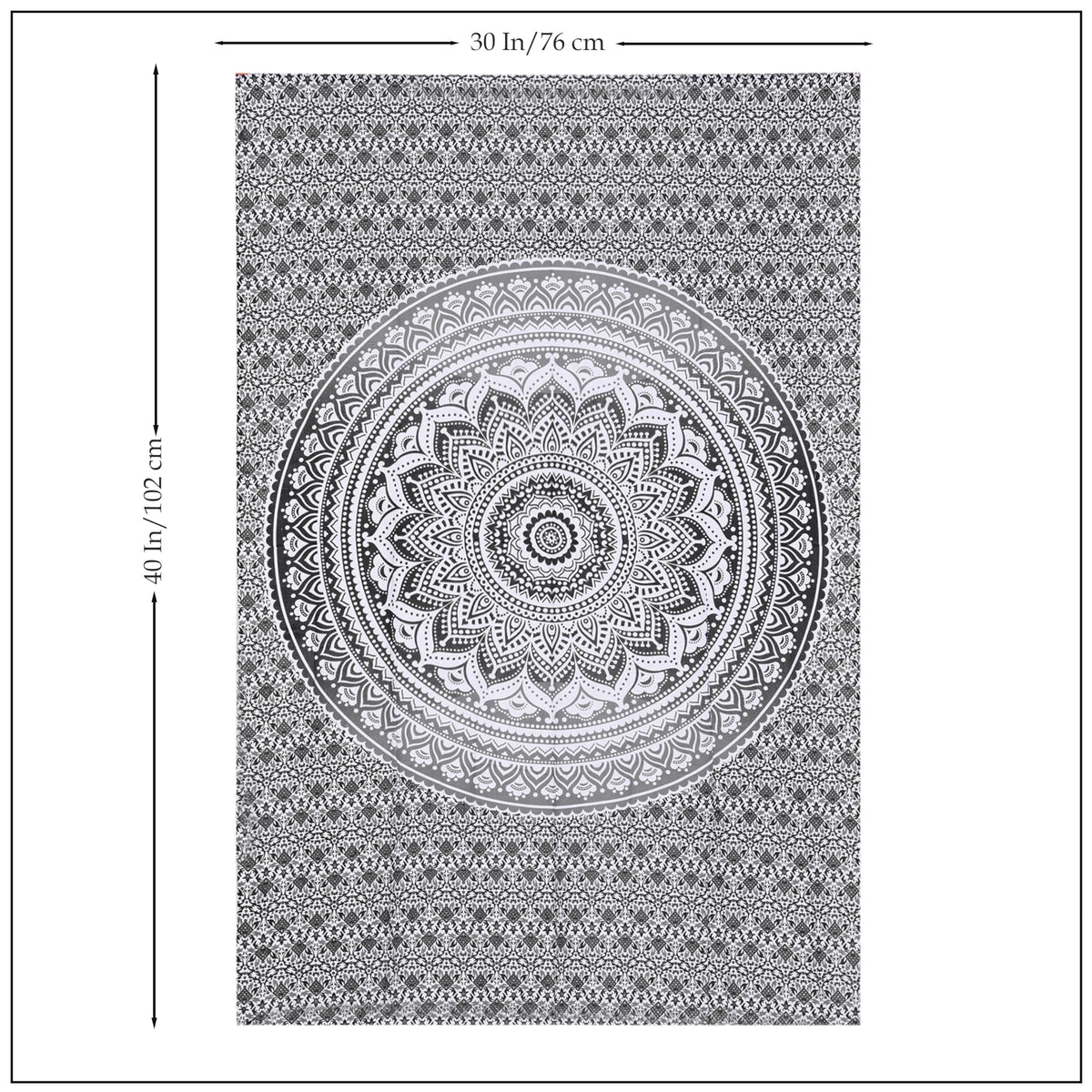 Grey Black Cotton Tapestry Mandala Wall Hanging (Grey and White / 30"L x 40"W)