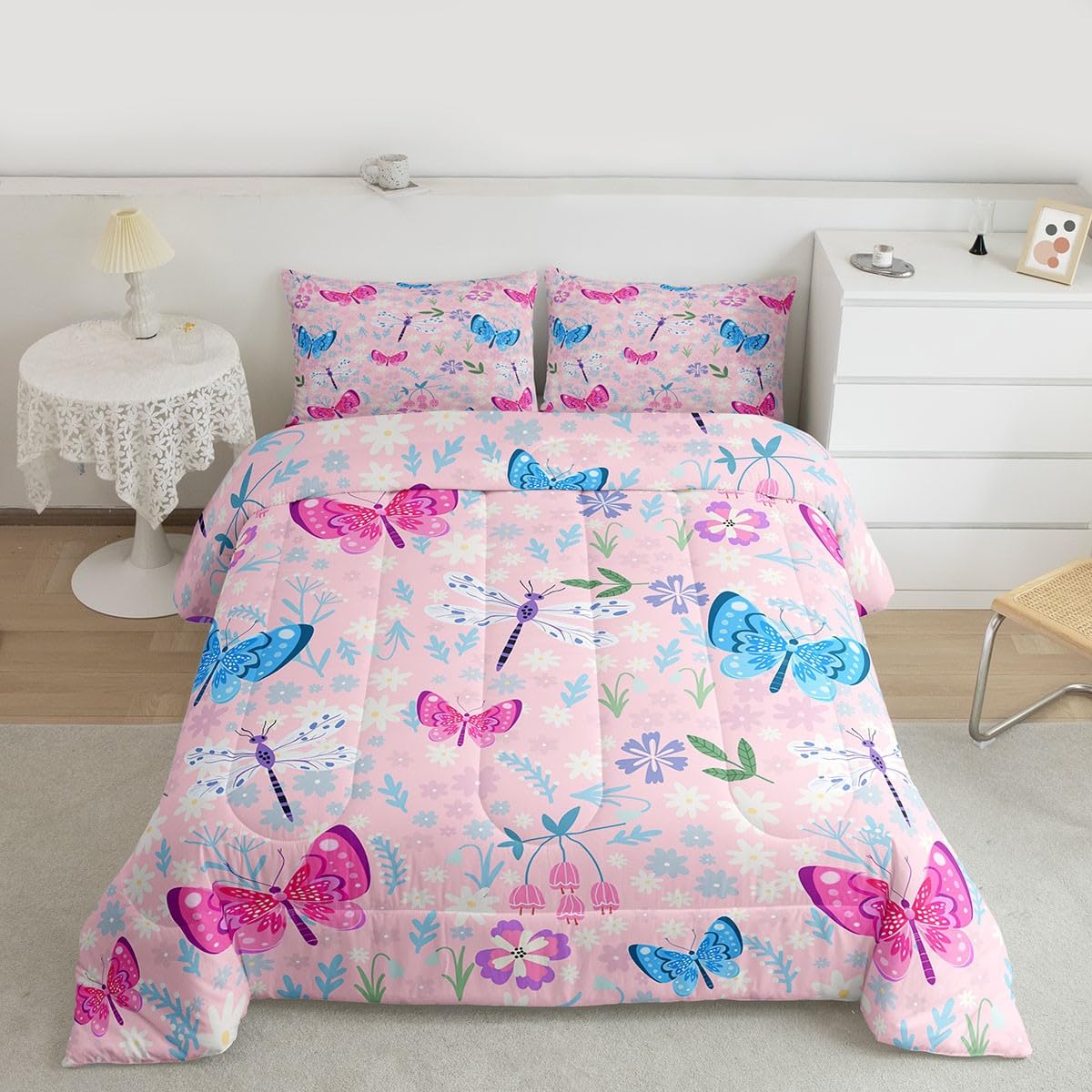 Butterfly Kids Comforter Set Full Size for Kids Boys Girls (Multi 811 / Full)