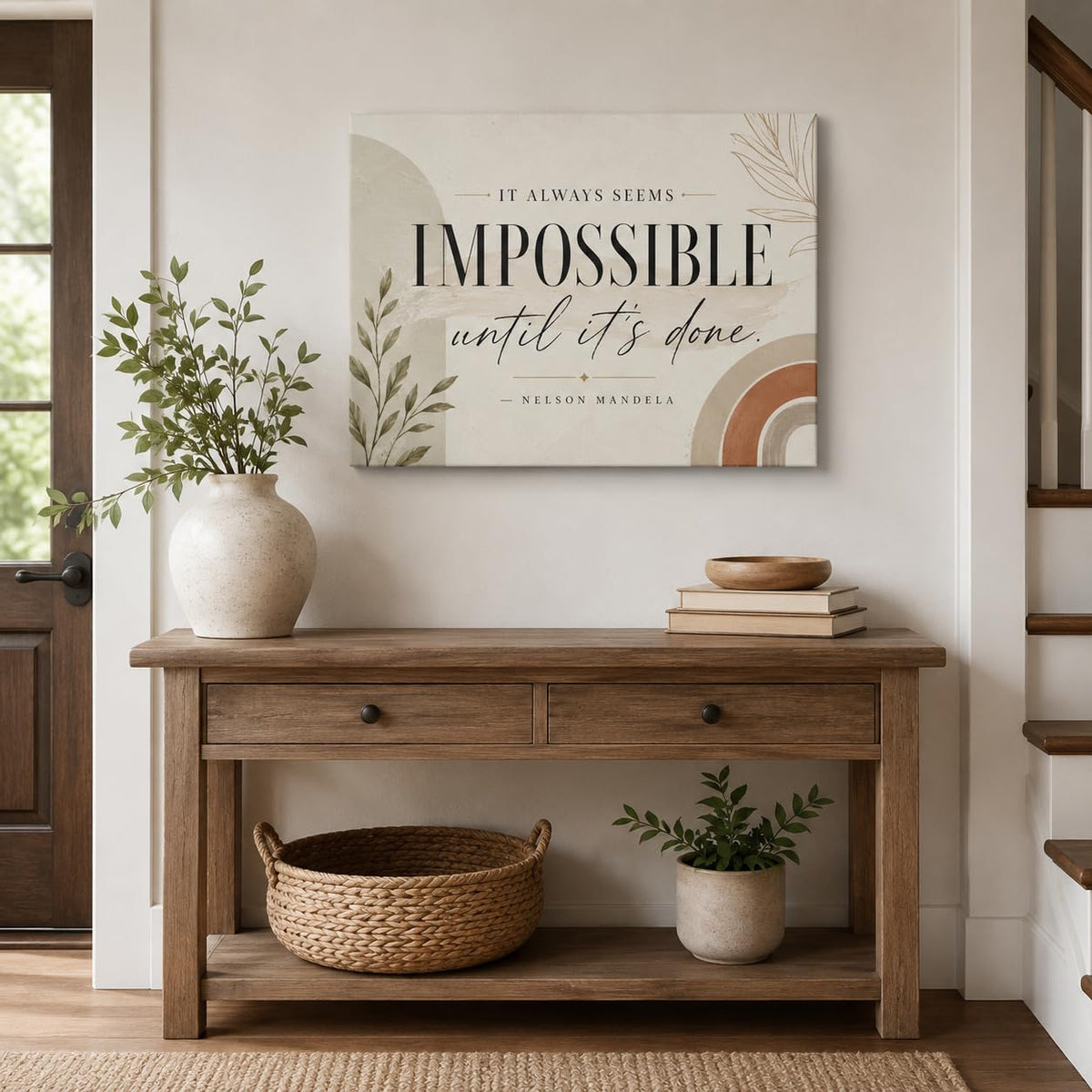 Nelson Mandela Quote Framed Canvas Wall Art Boho Office Decor 12x16 Inches (Bohemian Inspirational / 16"L x 12"W)