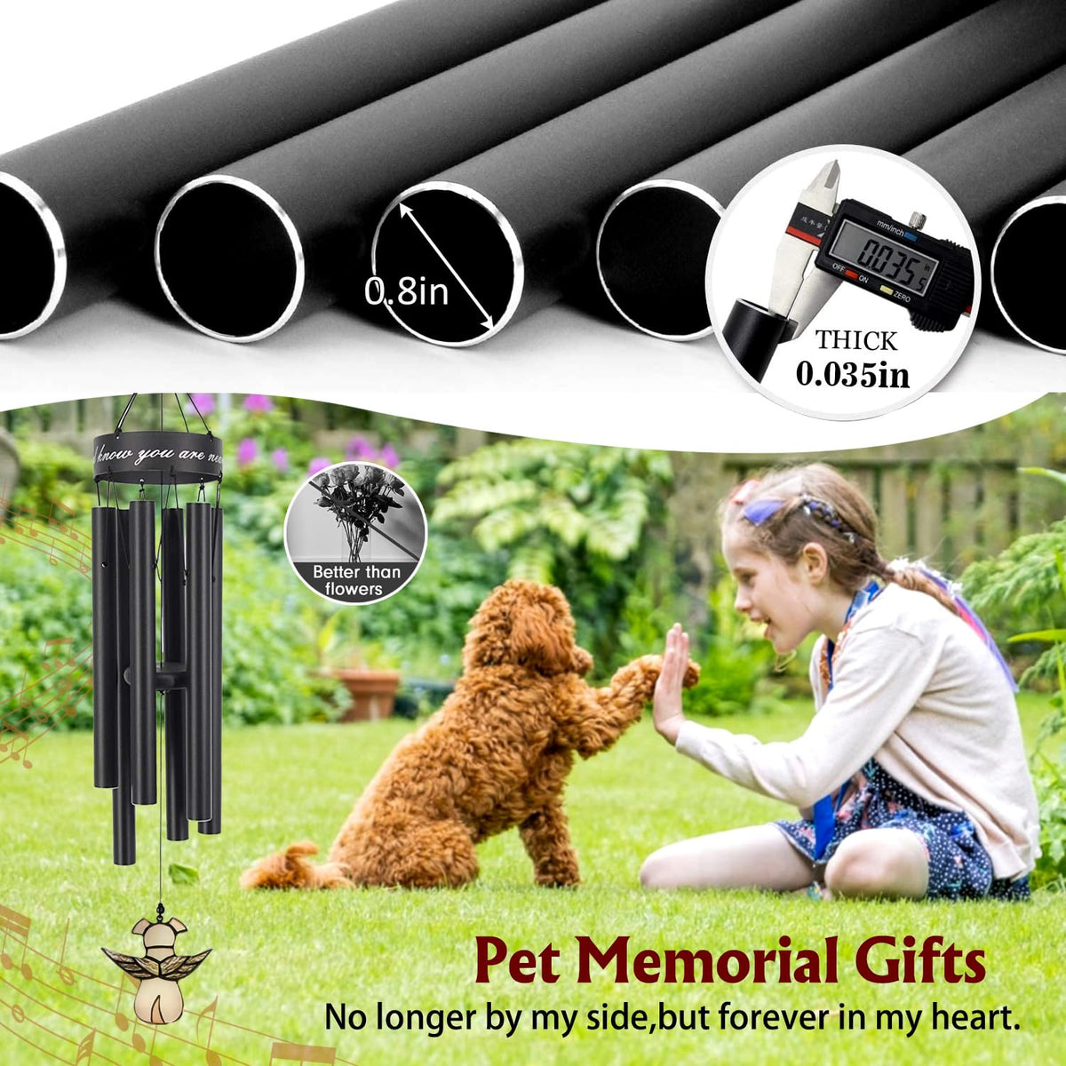 Pet Memorial Wind Chimes for Dogs (Dogwings)