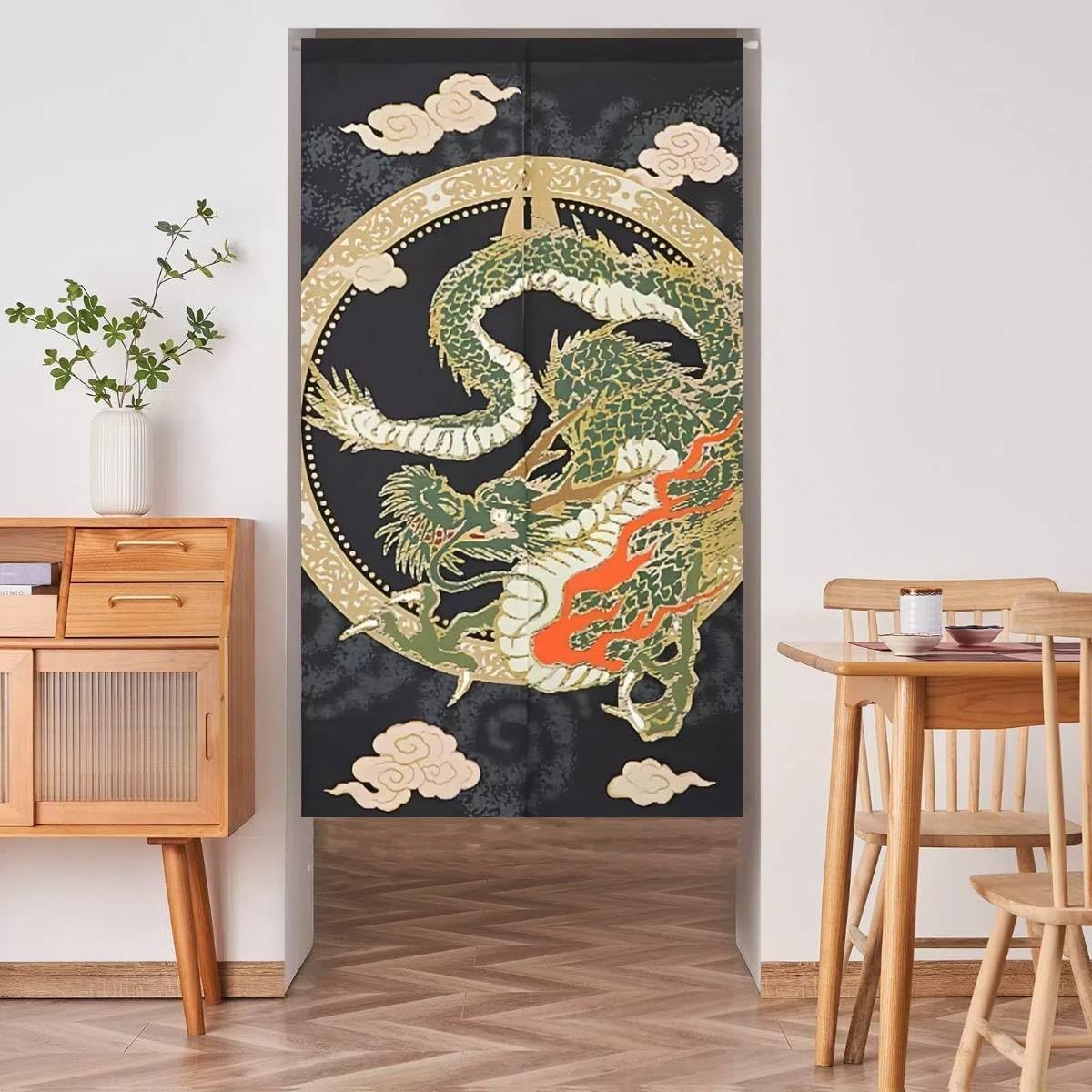 Noren Japanese Doorway Curtain Tapestry Decorations Room Divider Privacy Anime Curtains Japanese Style Doorway Curtain Panel Traditional Chinese (Black Flying Dragon / 33.5"W x 67"L (Pack of 1))
