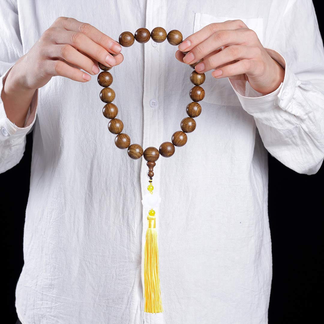 Unisex Natural Silkwood Tibetan Buddhism Meditation Prayer Bead Necklace Japa Mala Beads Bracelets (20mm 21 Beads Boutique)