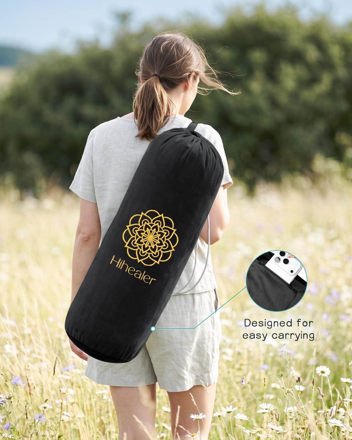Round Yoga Bolster Pillow (Black)
