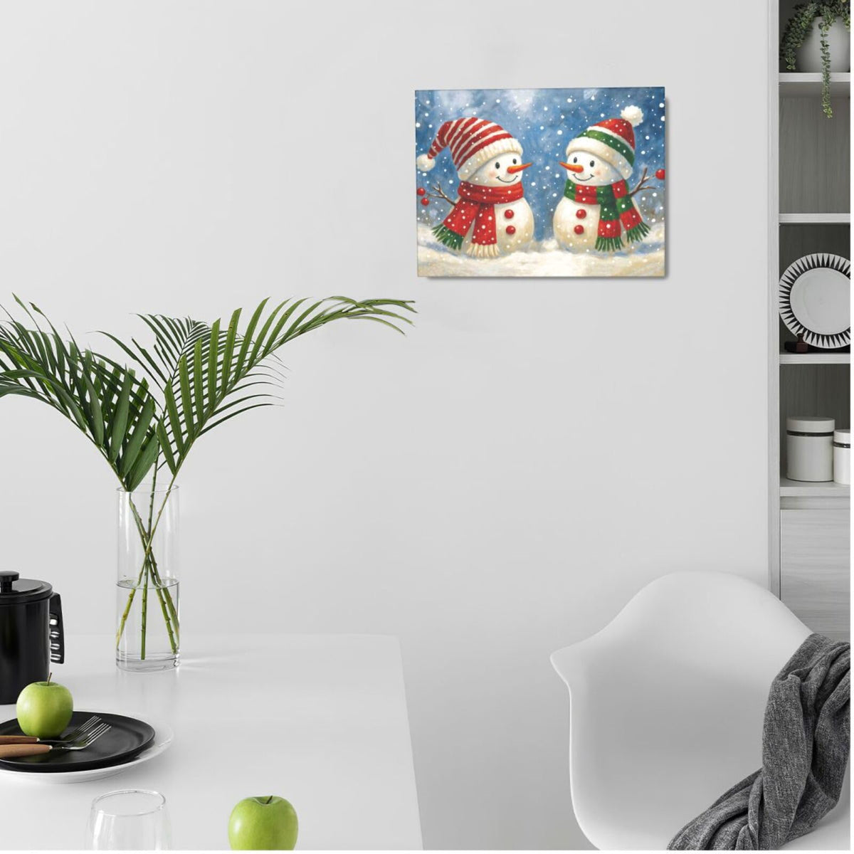 Christmas Snowman Wall Art Winter Holidays Canvas Wall Decor Pictures Paintings Prints Artwork Framed Decorations For Bathroom Bedroom Living Room Office Gifts 16" x 12" (Snowman / 16"L x 12"W)