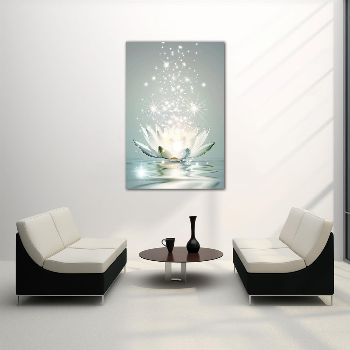 Zen Wall Art White Lotus Flower Canvas Art Print for Spa Bathroom Decor (Zen Stones Canvas Frame-02 / 40"L x 28"W)