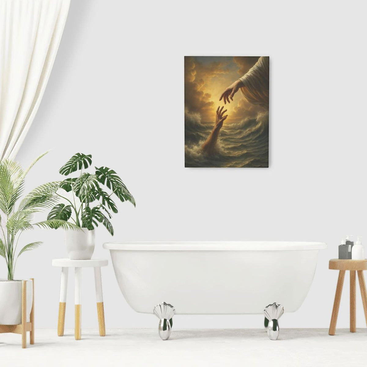Jesus Wall Art Christian The Hand of God Wall Decor Religious Bible Canvas Paintings Pictures Christ Prints Artwork Framed Decorations For Church Prayer Room Bedroom Living Room Gifts 12" x 16" (Jesus / 16"L x 12"W)