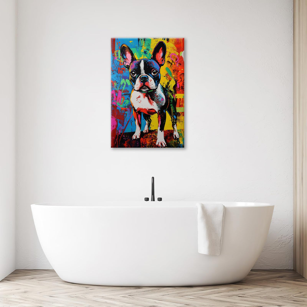 Banksy Wall Art (Boston Terrier / 16L" x 24W")
