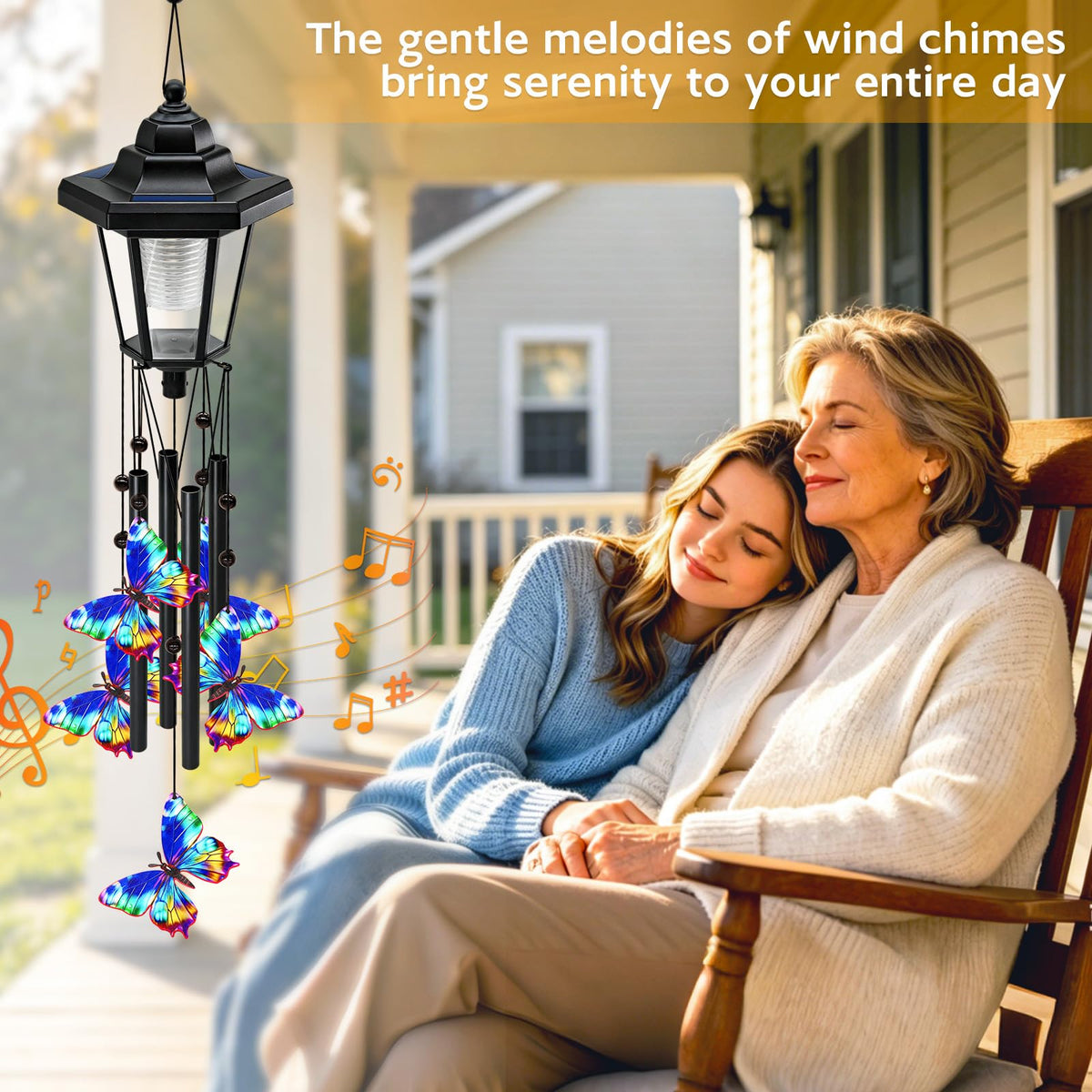2 Pack Solar Butterfly Wind Chimes (Butterfly Wind Chimes)