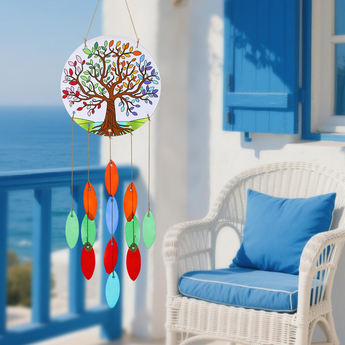 Tree of Life Glass Wind Chimes for Outside