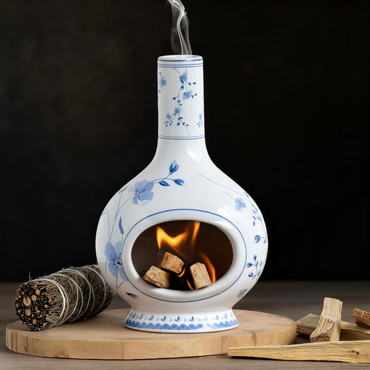 Ceramic Incense Holder Palo Santo Burner (Blue and White Porcelain)