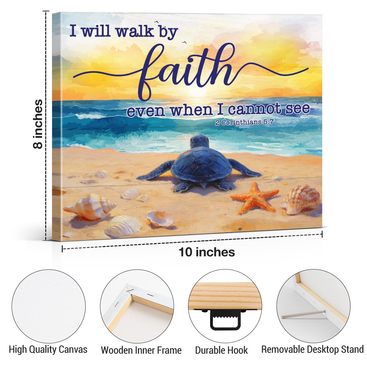 Sea Turtle Christian Canvas Wall Art Beach Ocean Sea Turtle Print Picture (Christian Sea Turtle)