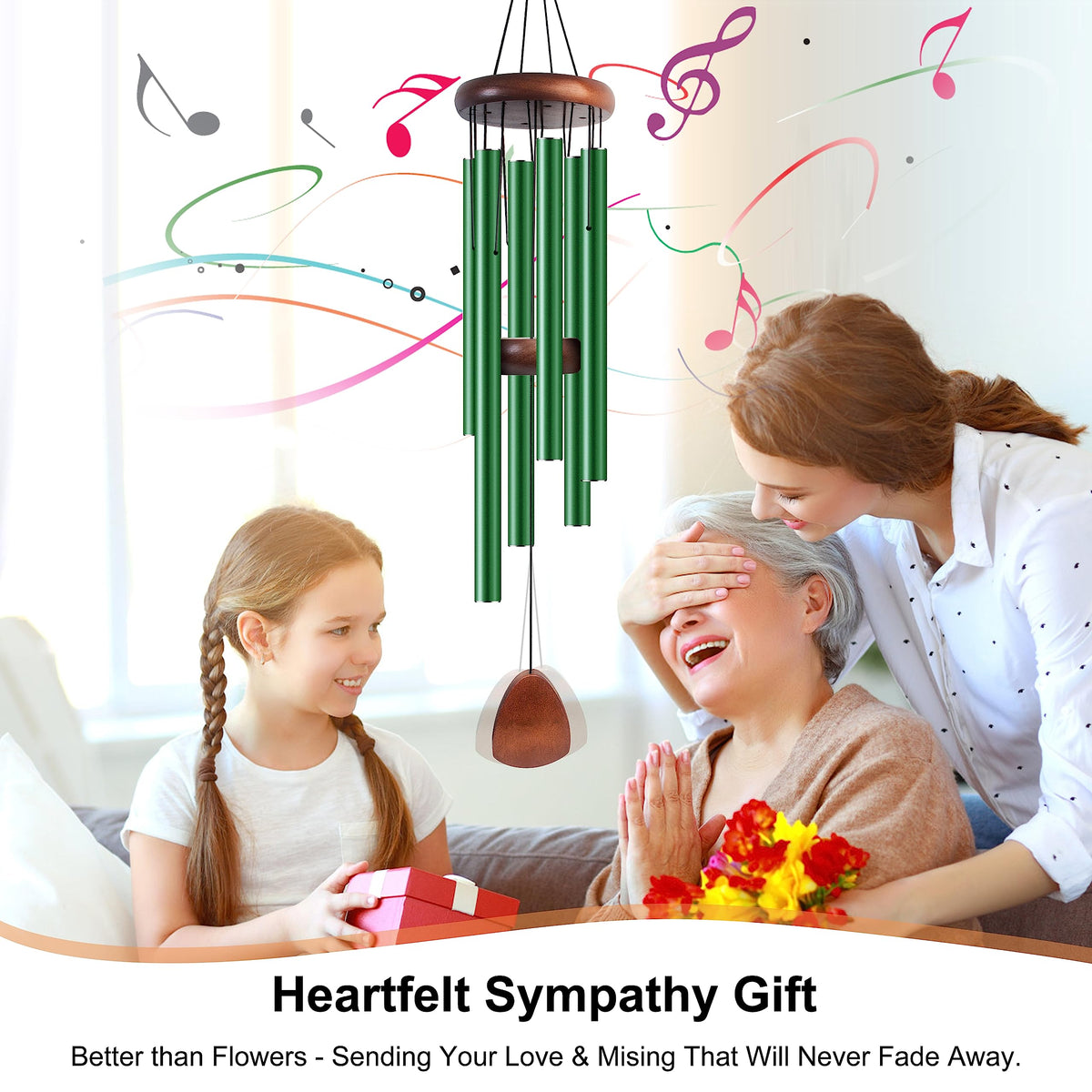37" Aluminum Wind Chimes for Outside (Green / Classic 37")